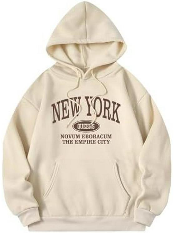 2024 COZYEASE Женский худи с длинным рукавом и принтом букв