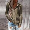 New Autumn Casual Striped Hooded Jacket Women Loose Knit Zipper Cardigan