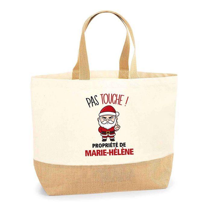 Tote bag - PLANETEE - Marie-Hélène Pas Touche Père Noël - Jute naturel - Multicolore - Fabriqué en France