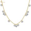 Wong Rain Gold Plated 925 Silver Sparkling 4*6 MM Lab Sapphire Gemstone Pendant Necklace Fine Jewelry