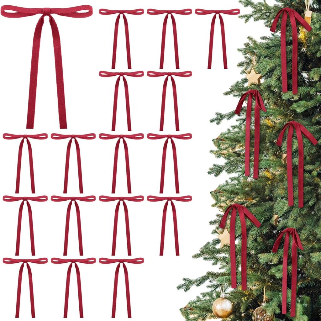 Бархатные банты Рождественские украшения для елки Винтажные двухсторонние бархатные ленты Банты для гирлянды, венка, для помещения и улицы на Рождество