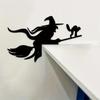 1 шт. Наклейка на стену «Ведьма на метле», декоративное металлическое искусство для дверных углов и рам, стильный декор для стен на Хэллоуин для элегантных пространств