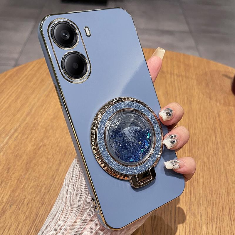 For Xiaomi POCO X7 Pro X 7 POCOX7Pro Plating Silicone Case for Redmi Note 14pro Plus 14C Turbo 4 Shockproof Quicksand Stand Holder Cover