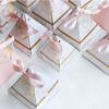 20 шт. Европа Треугольная пирамида Стиль Конфетная коробка Свадебные принадлежности Бумажные подарочные коробки KTY