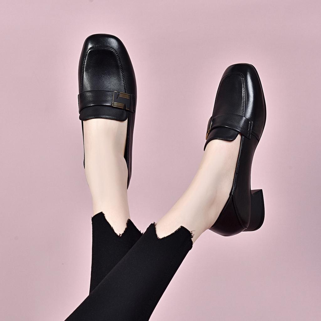 Женские весенние туфли из овчины с квадратным носком, с мелким вырезом, закрывающие стопу, туфли-лодочки на низком каблуке, маленькие кожаные туфли, рабочая обувь