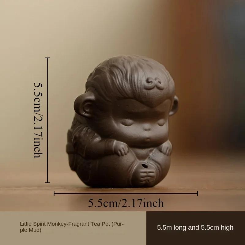Chinoiserie Gift Ceramics Purple Clay Pottery Monkey King Sun Wukong Monkey Incense Sticks Craft Aromatherapy Tea Pet Desk Decor