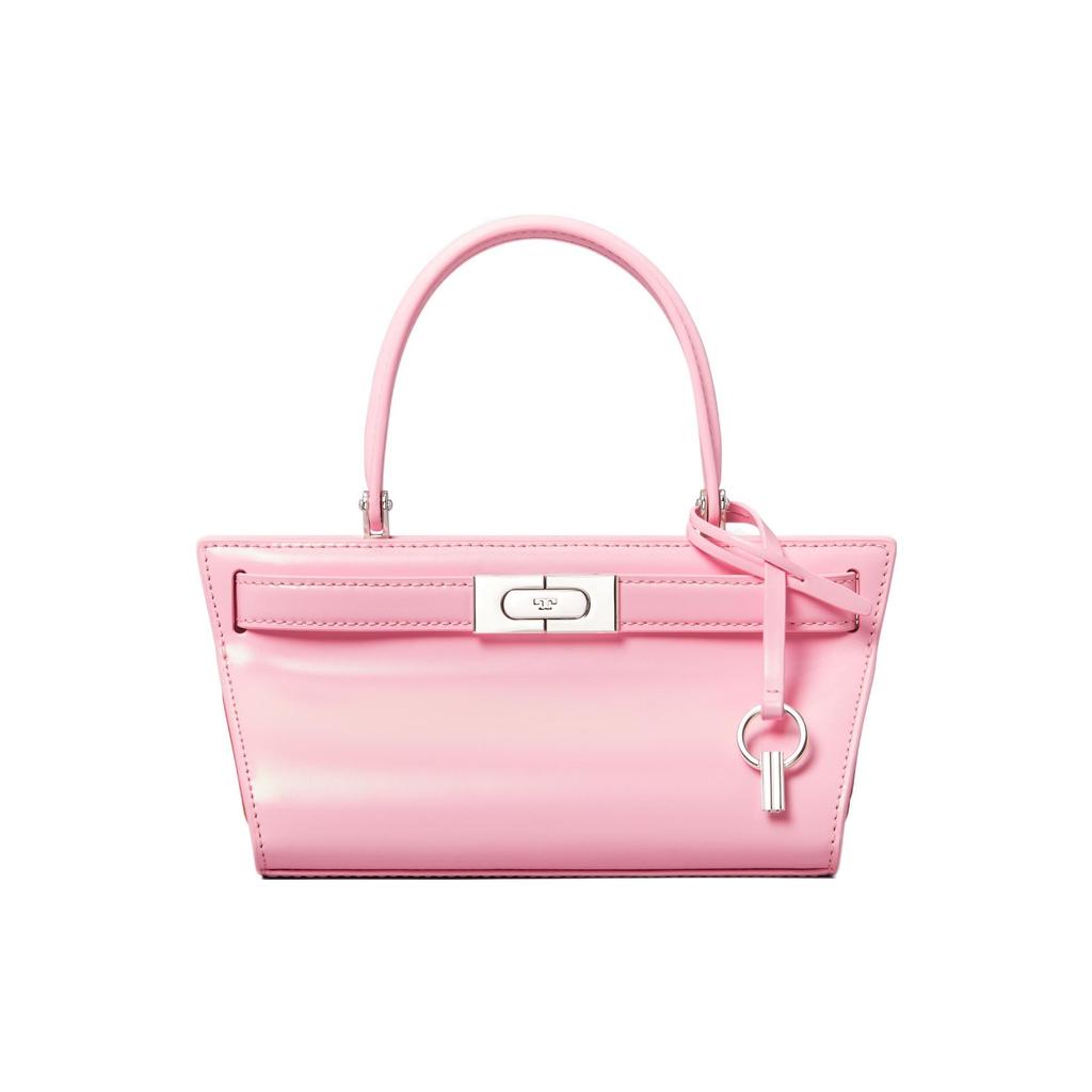 Tory Burch Lee Radziwill Silver Bag With Detachable Shoulder Strap Patent Leather And Suede Trapezoid Accordion Crossbody Handbag 146429-600