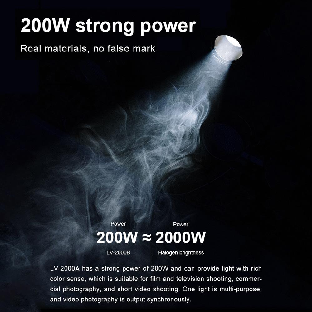 NiceFoto LV-2000A Двухцветный светодиодный светильник для видеосъемки, 200 Вт, высокая мощность для фотосъемки, 2700K-6500K, с регулируемой яркостью