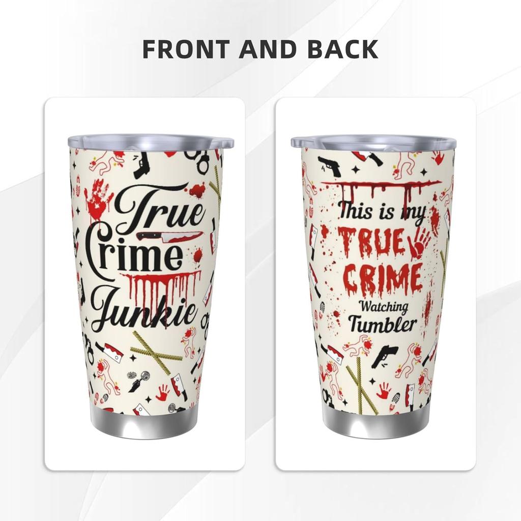 True Crime Tumbler 20oz, Criminal Minds Merch Travel Mugs, Gifts for Serial Killer Lover Tumbler for Men Women, 20oz Coffee Cup for Crime Junkie