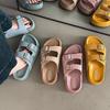 European Matte One-word Belt Buckle Platform Muffin Open-toed Sandals Summer Care Beach Outer Slippers Boken Shoes Women