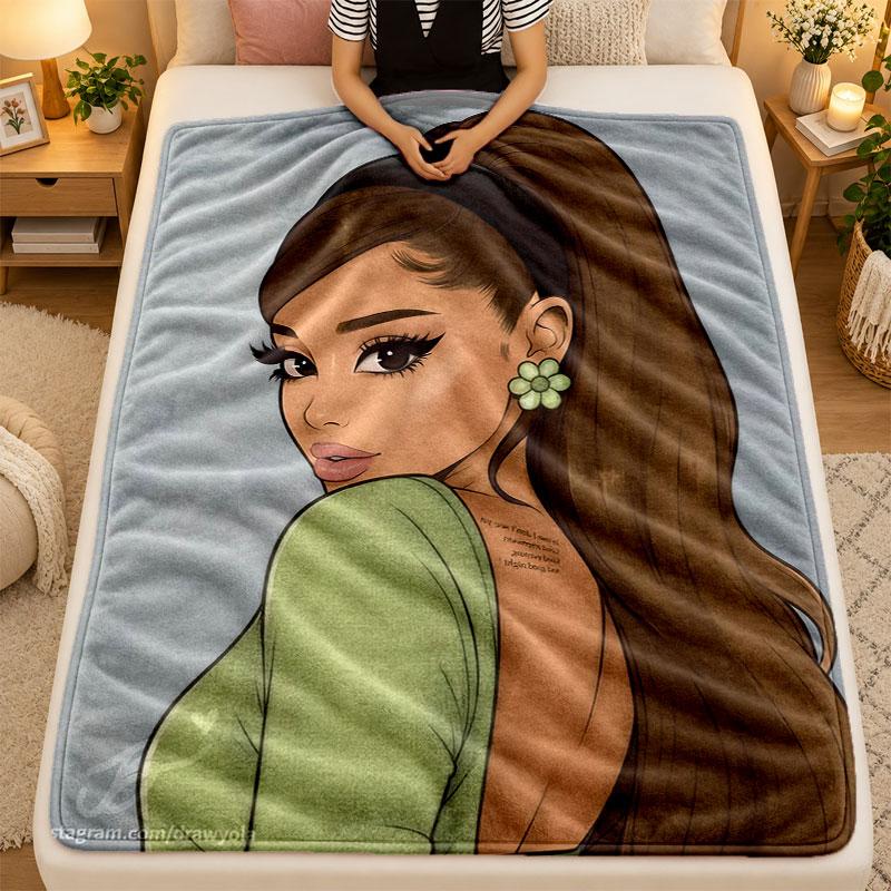 Flannel BlanketAriana Grande Warm Soft Throw Blanket for Indoor Sofa Bed Living Room Use