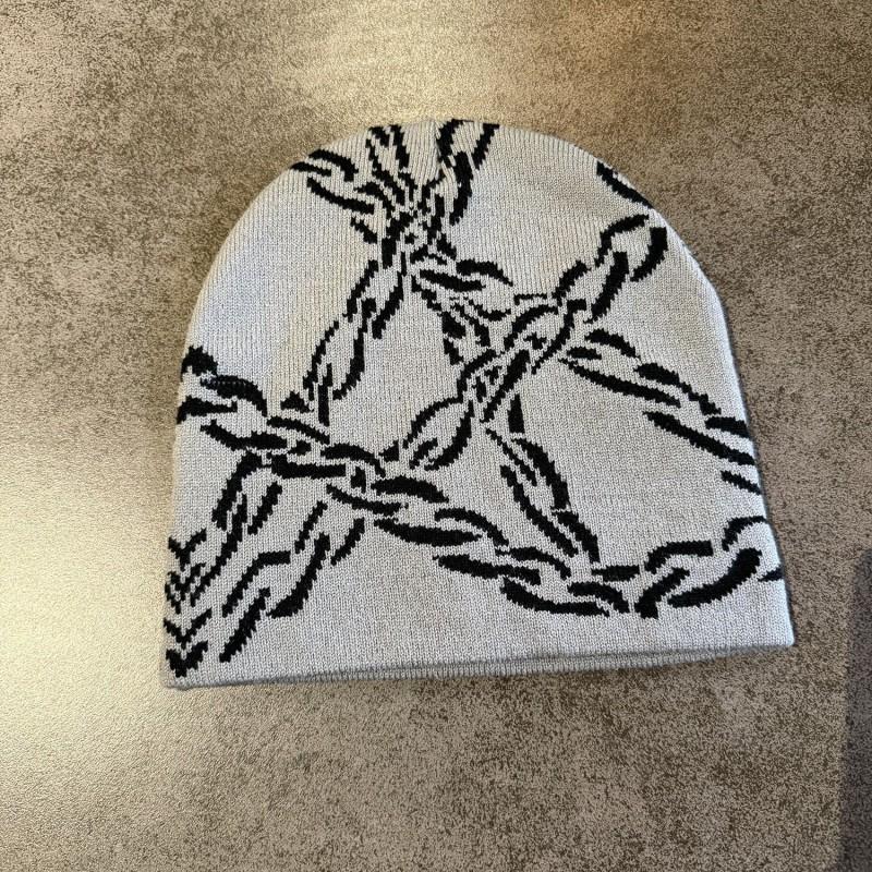 Unisex Knit Beanie Chain Accent Punk Streetwear Winter Warm Hat Men Women