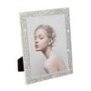 5/6/7 Inch Photo Frame Shiny Rhinestone Edge Electroplated Stainless Standing Anti-skid Luxury Oblong Glitter Wall Mounting Table Top Display