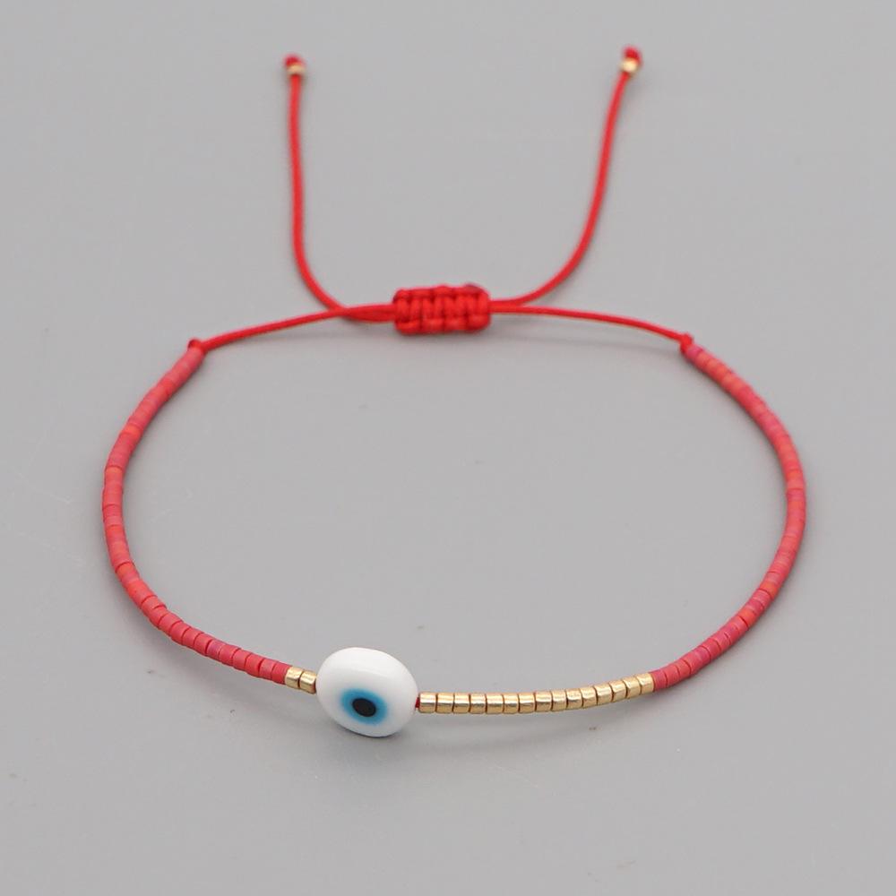 2025 Year of the Snake Lucky Red String Handmade Beaded Bracelet Set with Evil Eye for Couples