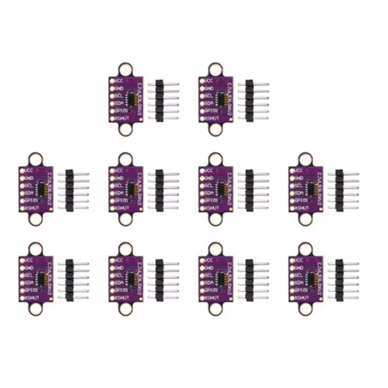 1-10PCS VL53L0X Time-of-Flight (ToF) Laser Ranging Sensor Breakout 940nm GY-VL53L0XV2 Laser Distance Module I2C IIC with Pin