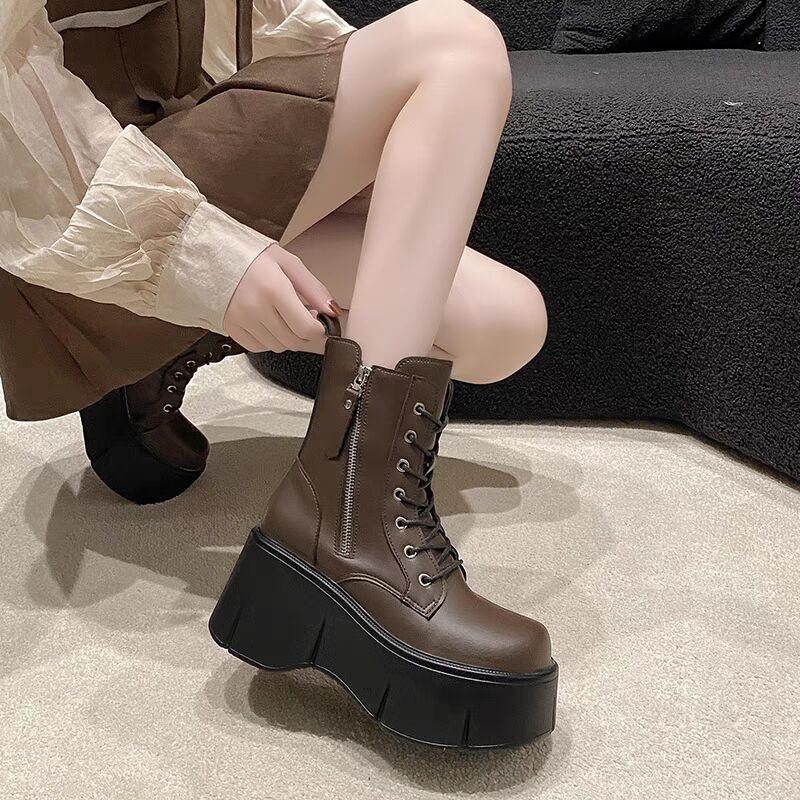 Мода 2024 года, горячая распродажа, новые износостойкие осенне-зимние женские ботинки с круглым носком, однотонные модные нескользящие женские туфли с боковой молнией