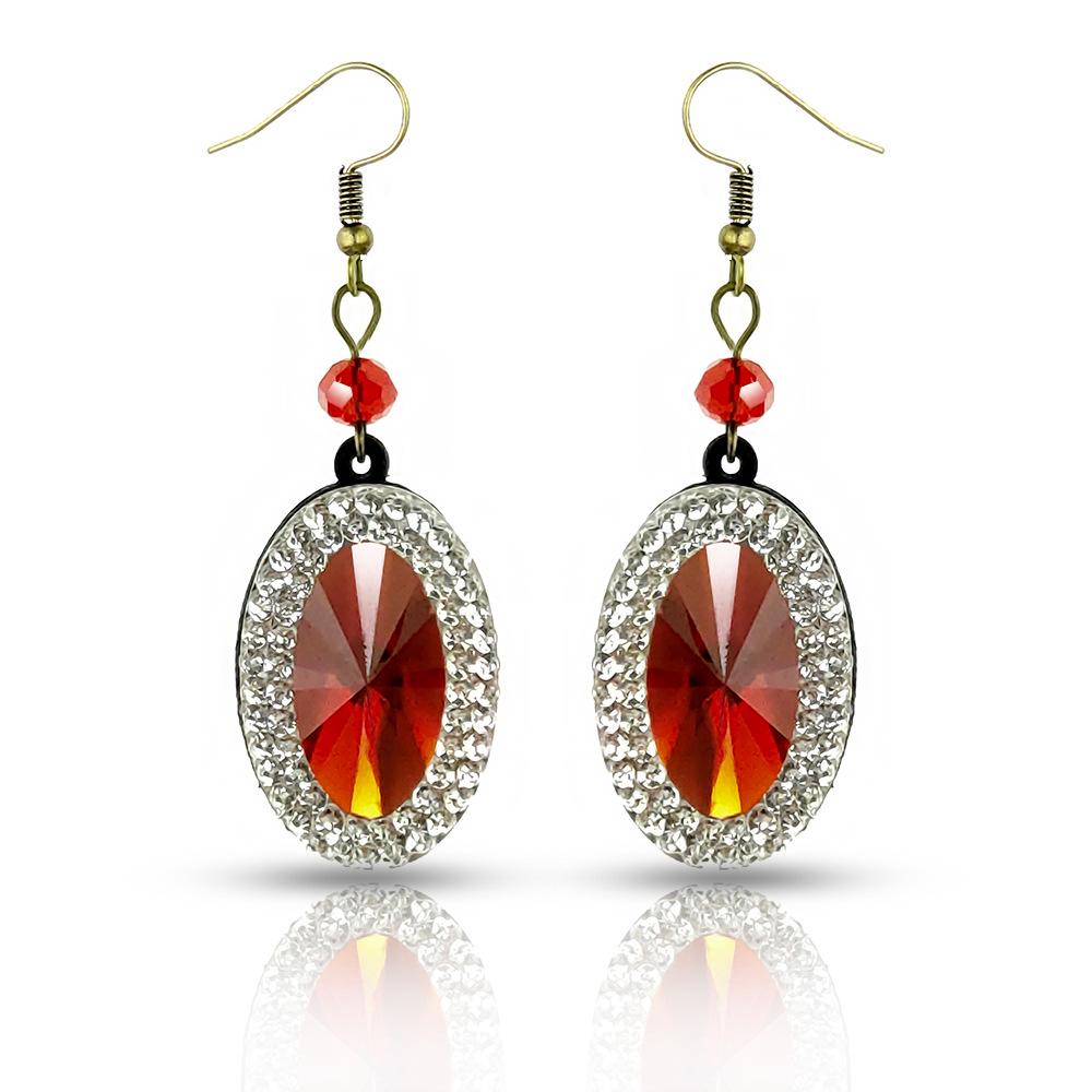 Vintage Baroque Crystal & Lace Dangle Earrings for Women - Black.