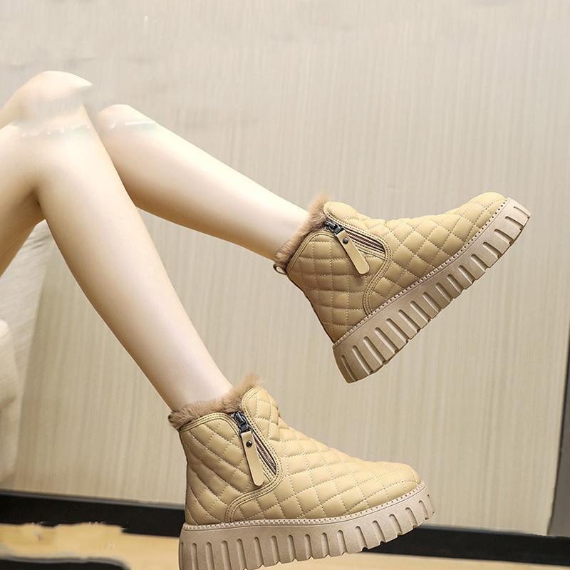Теплые флисовые подкладки, толстая подошва, зимние женские ботинки, удобные, повседневные, с круглым носком