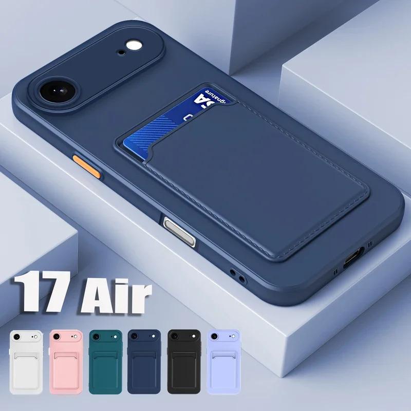 For iPhone 17ProMax 17 17Air Air Pro Max 17Pro Case Card Slot Wallet Bag Back Cover Luxury Silicone Soft Phone Cases Carcase