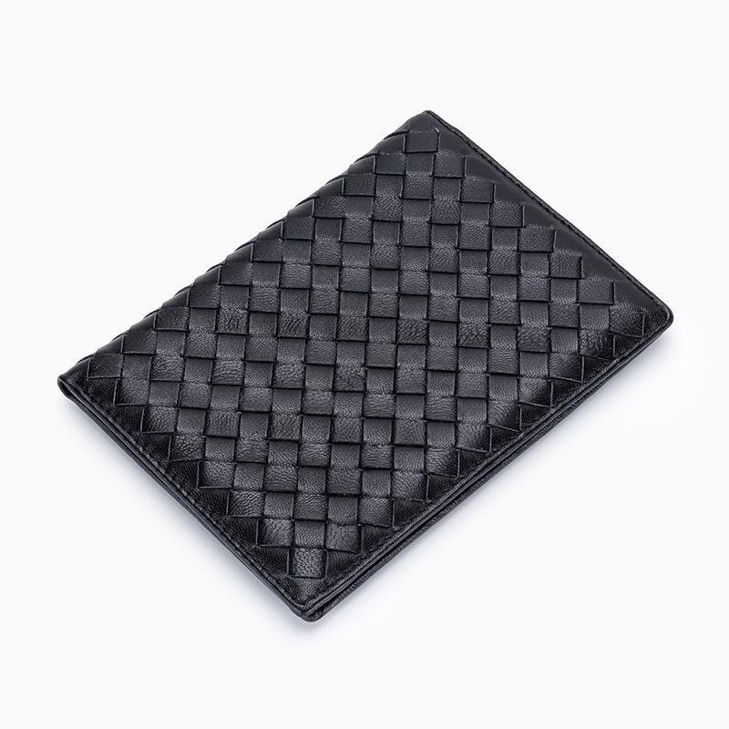 Sheepskin Woven Passport Holder: Women's Genuine Leather Multi-Card Slot Vertical Wallet