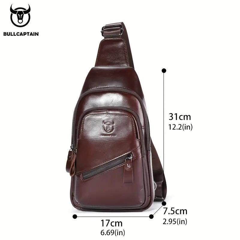 BULLCAPTAIN Мужская кожаная нагрудная сумка, многофункциональная сумка-мессенджер с USB-зарядкой большой емкости, модная повседневная сумка-мессенджер