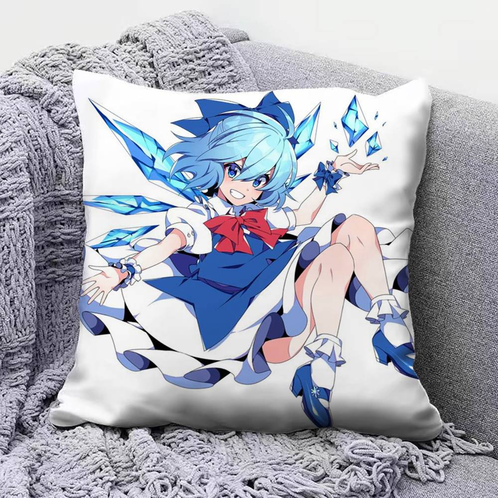 TOUHOU Project Cirno Cute Anime Girl Pillow Covers Home Sofa Cushion Covers and Aecorative Custom