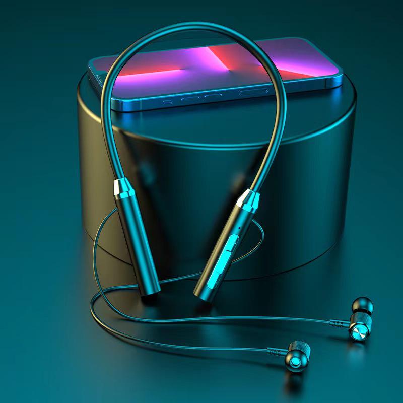 Беспроводная шейная Bluetooth-гарнитура с цифровым дисплеем, большой емкостью, полувкладыши, спортивный стереозвук