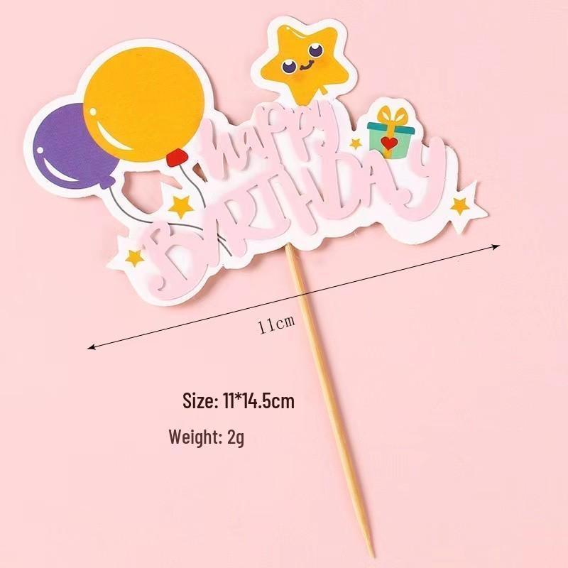 Pink Themed Cake Decor: Heart & Cloud Balloons with Insert Cards for Birthday Parties