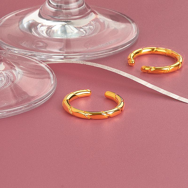 Geometric Glossy Concave Convex Shaped Ring Female Niche Design Personality High Sense Finger Ring Ins Cold Temperament Opening Index Finger Ring