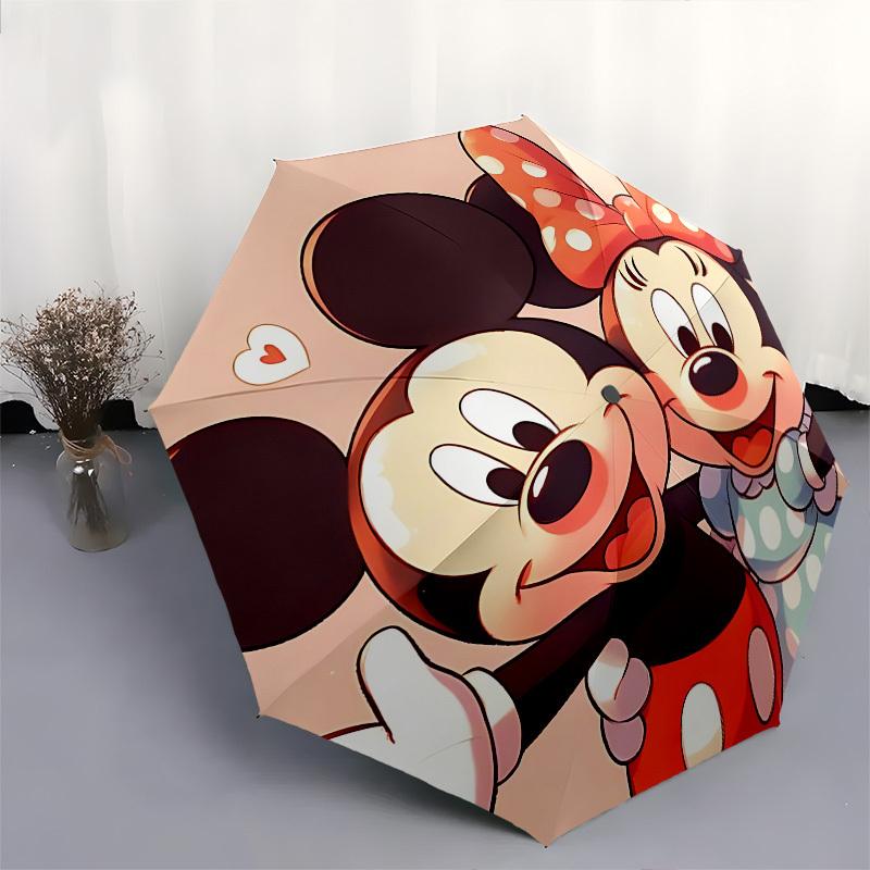 Mickey Mouse, Minnie Mouse Themed Automatic Opening and Closing Umbrella, Brightly Colored 8-rib Portable Umbrella, Suitable for Men and Women, A Perf