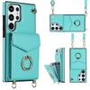 Ring Stand Card Holder Crossbody Case For Samsung Galaxy S21 S23 FE S25 S24 S22 Plus S26 Ultra A57 A37 A55 A53 A16 Leather Cover