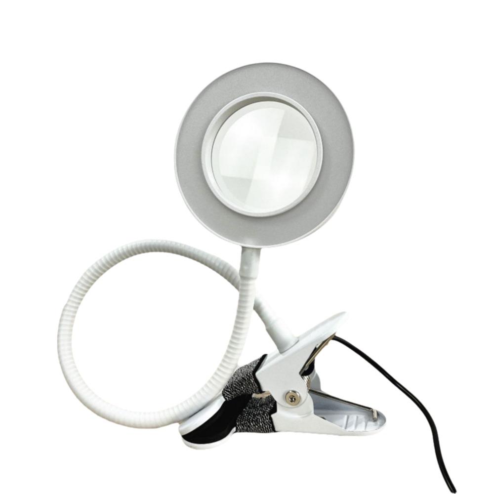 Лампа-лупа со светодиодной подсветкой, 5-кратное увеличение, регулируемые уровни, гибкий зажим, настольная лампа, защита глаз, 3 цвета света