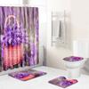 Plant Landscape Bathroom Shower Curtain Floor Mat Toilet Cover Foot Mat Four-Piece Pattern Size