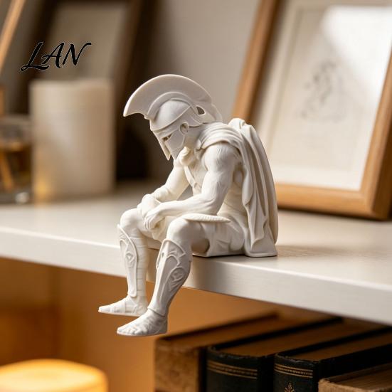 Living Room Table Decor Sitting Roman Centurion Statue, Shelf Sitter Soldier Figurine, Unique Personalized Gifts Ancient Armored Warrior Ornament for