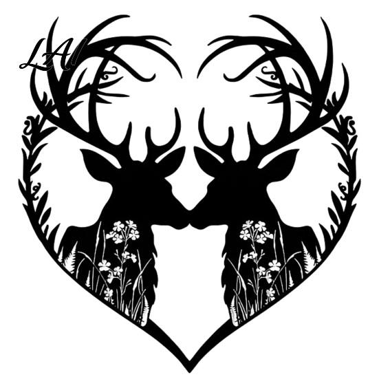 Decorative Accents for Bedroom Metal Deer Heart Wall Decoration Silhouette Couple Hanging Ornaments Animal Art Versatile Decor Study Sculpture