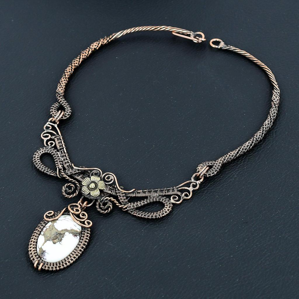 Wild Horse Necklace Handmade Jewelry, 999 Copper Wire Wrapped Necklace Designer Gemstone Jewelry Adjustable Chain Necklace Gift For Mom