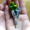 Bouquet Brooch Lightweight Alloy Vase Silhouette Insert Real/Dried Flowers Wearable Art Pin Polished Metal Finish Badge