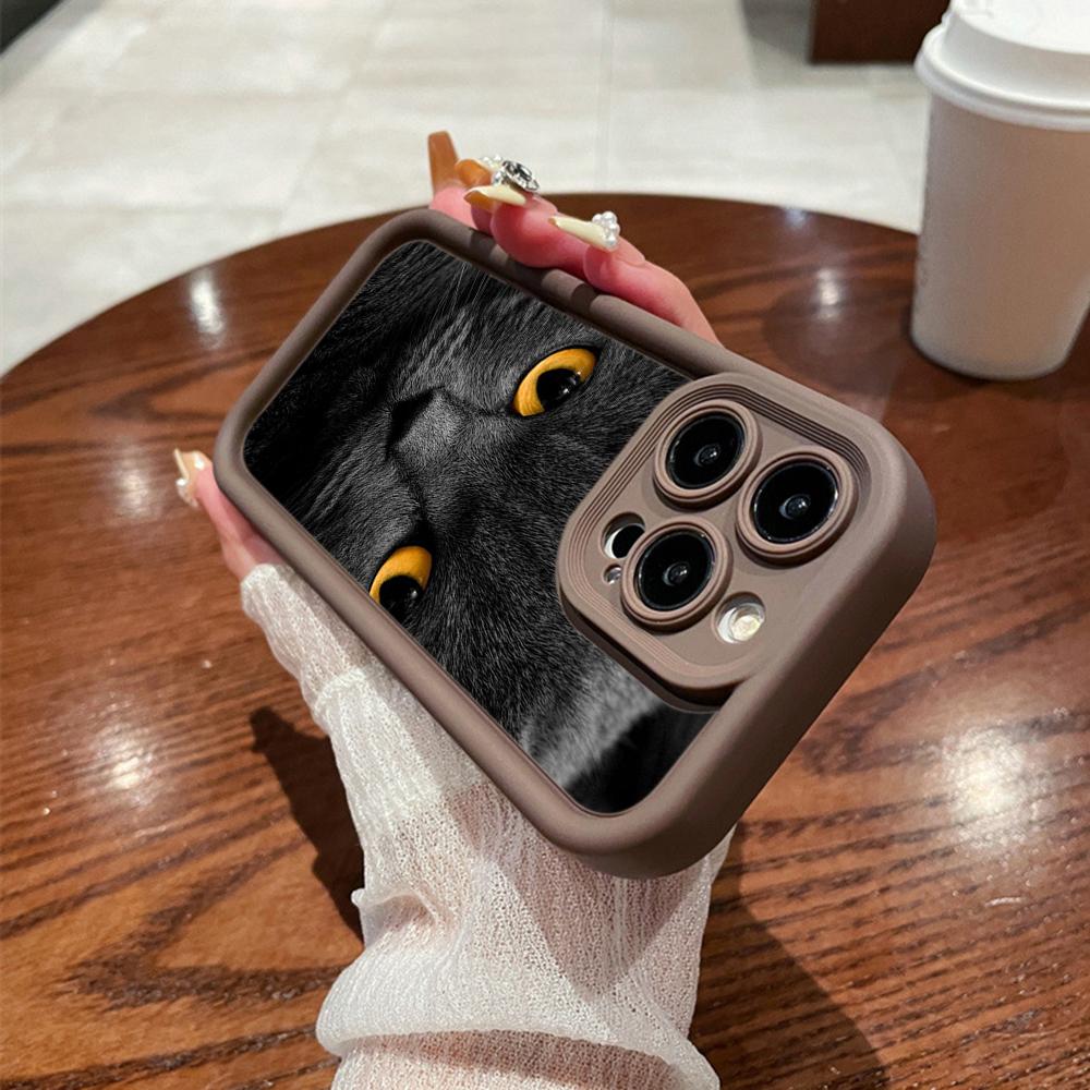LZ3 Черный кот зеленые глаза силиконовый чехол для телефона Samsung A15 A35 S24 S23 Ultra S22 S21 Plus S20 FE A05 A06 A54 A55 A53 A14 M15 противоударный задний чехол