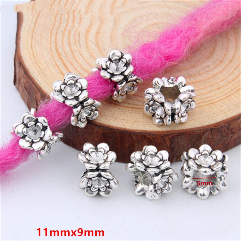 5pcs/bag Silver Metal Hair Rings Braid Dreadlocks Bead Hair Cuffs Dread Tube Charm Dreadlock for DIY Hair Accessaries
