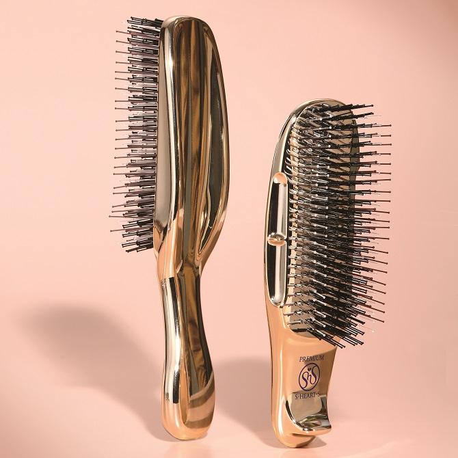 S-HEART Scalp Brush Premium Gold Long Type японская массажная расческа