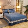 Elegant Lace Crystal Velvet Bedspreads for Bed Quilted Embroidered Queen King Size Coverlet Thick Soft Sheet with 2 Pillow Shams