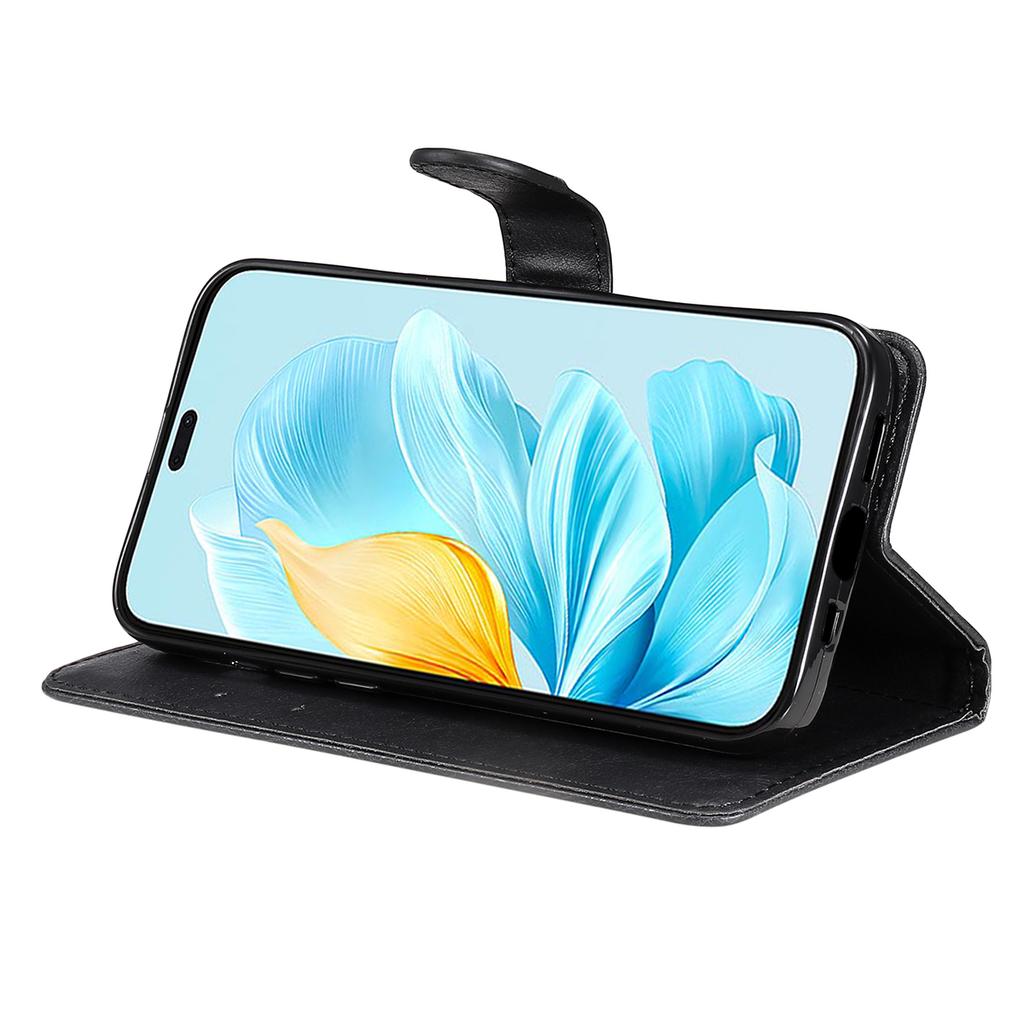 Чехол для Honor 200 Lite Однотонный кожаный чехол для мобильного телефона Кошелек-подставка с ремешком