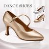 Professional Women Modern Dance Shoes Leather Close Toe Waltz Ballroom Standard Dancing Shoes Heel 7.5cm