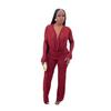 European and American fashion African long-sleeved trousers set swinging collar sexy versatile slim-fitting top pants two-piece set women