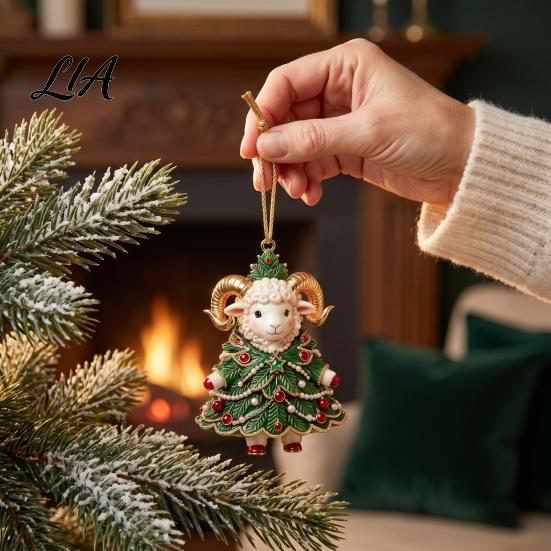 Creative Holiday Gift Goat Car Mirror Charm, 2027 Zodiac 2D Flat Acrylic Hanging Unique for Friends Pendant, Cute Animal Keychain Bag Backpack,