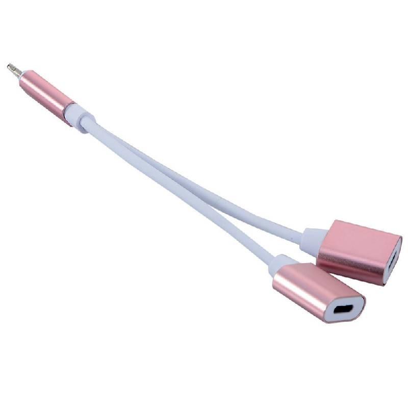 Адаптер 2 в 1 Lightning Двойной Зарядное устройство Аудио Разветвитель Сепаратор Кабель iPhone