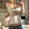 Solid Backless Bandage Corset Top Sweet Lace Stitched Strapless Tube Tops Women Sexy Club Party Tee Vintage Y2k Chic Vest 2025