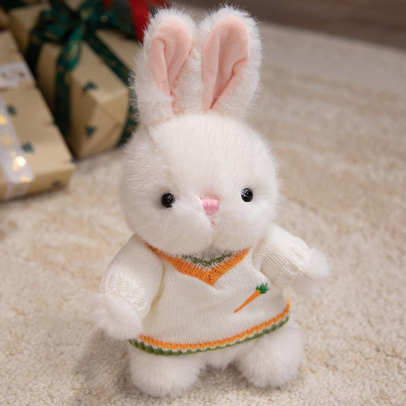 Милая плюшевая игрушка-маленький кролик в сидячей позе, кукла-кролик в цветочном платье, кукла для игрового автомата, подарок на день рождения для девочки