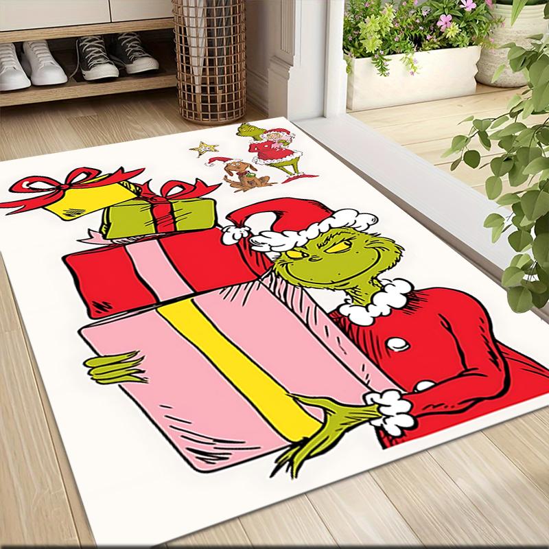 Grinch Presents Christmas Carpet Rug Soft Washable Antislip Home Living Room Sofa Mats Personalized Christmas Rug