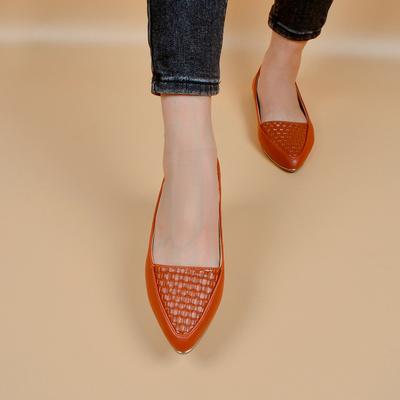Заостренные туфли на плоской подошве для беременных Новые тисненые плетеные балетки Односезонные женские туфли